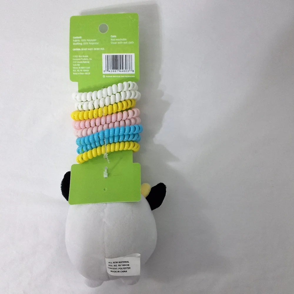 Fuzzy Cow Squishy Kids Spiral Hair Ties Set , Colorful Coil Hair Ties, NEW